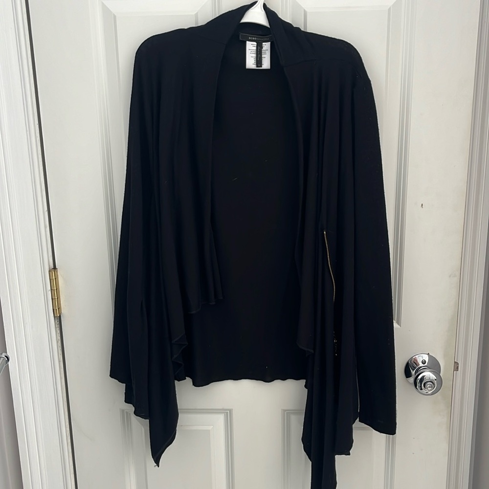 BCBG maxazaria black sweater medium with gold zipper